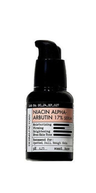 Освітлююча сироватка з ніацинамідом та альфа-арбутином DERMA FACTORY Niacin alpha-Arbutin 17% serum 30ml 79 фото